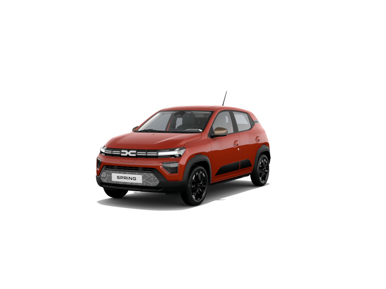 Rotes Elektroauto mit modernem Design, vorgestellt von der Marke Spring.