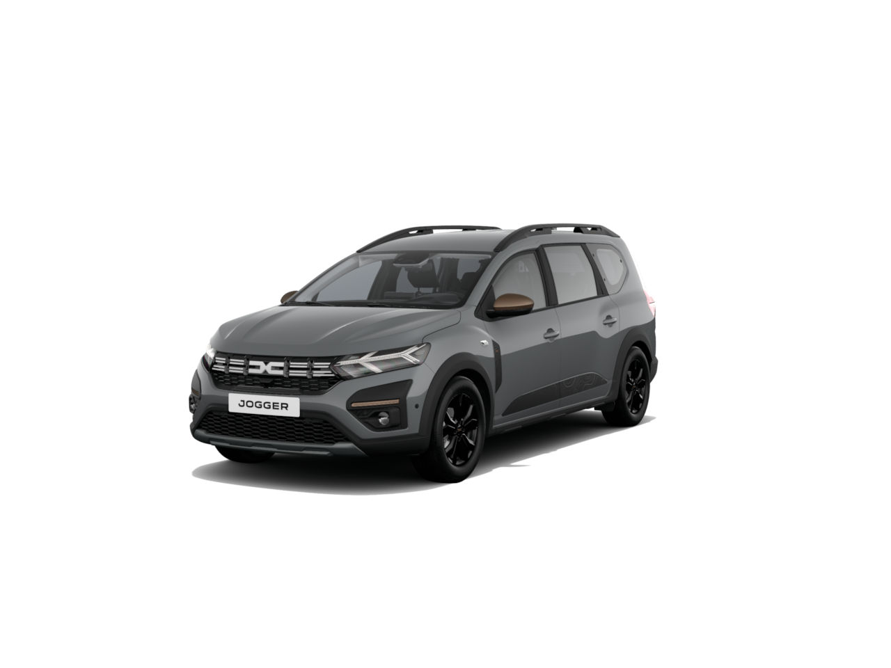 Ein grauer Dacia Jogger, modischer Familienvan mit sportlichem Design und schwarzer Akzentuierung.