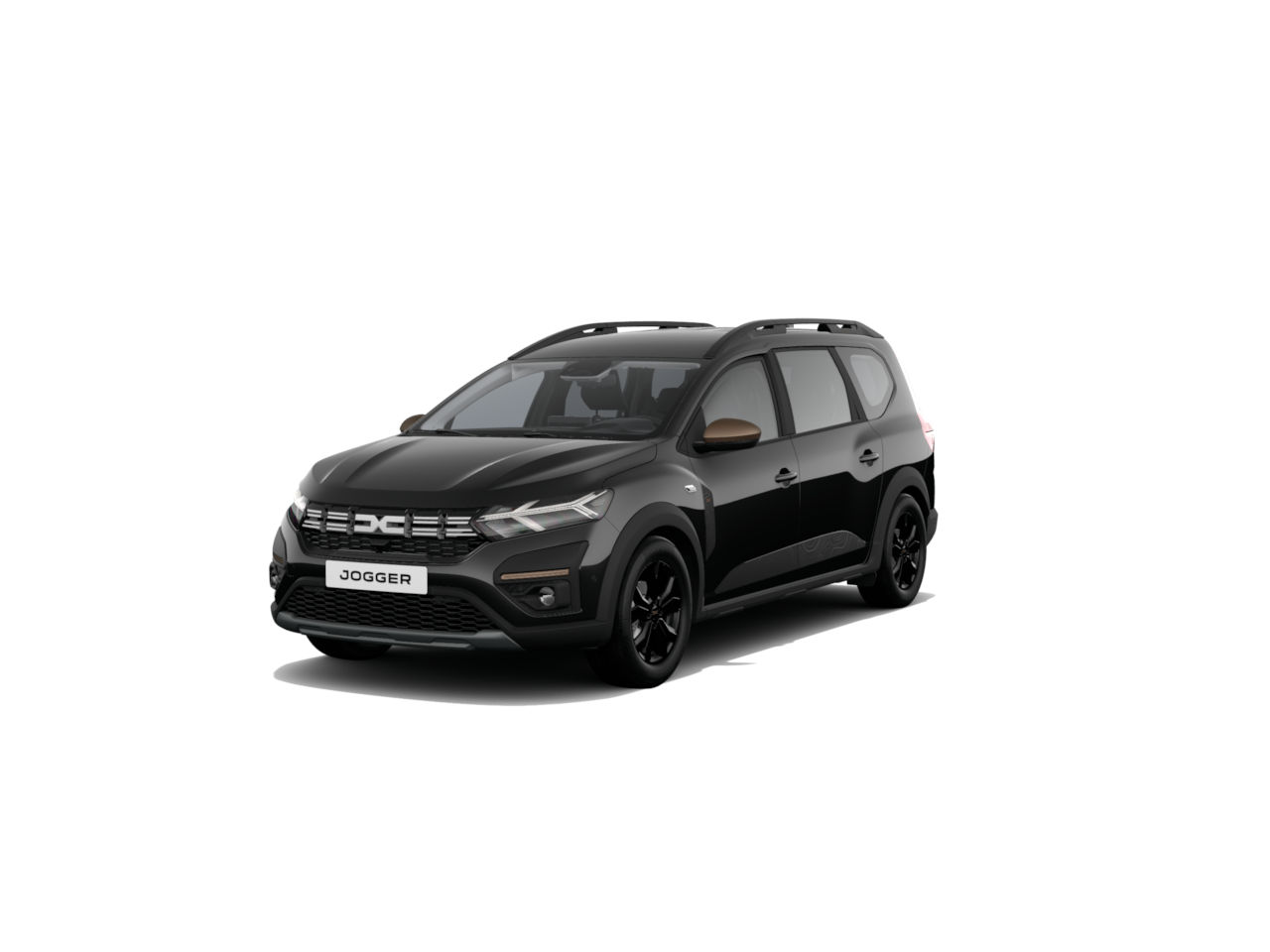 Schwarzer Dacia Jogger, moderner Kombi mit markanter Front und eleganten Linien.