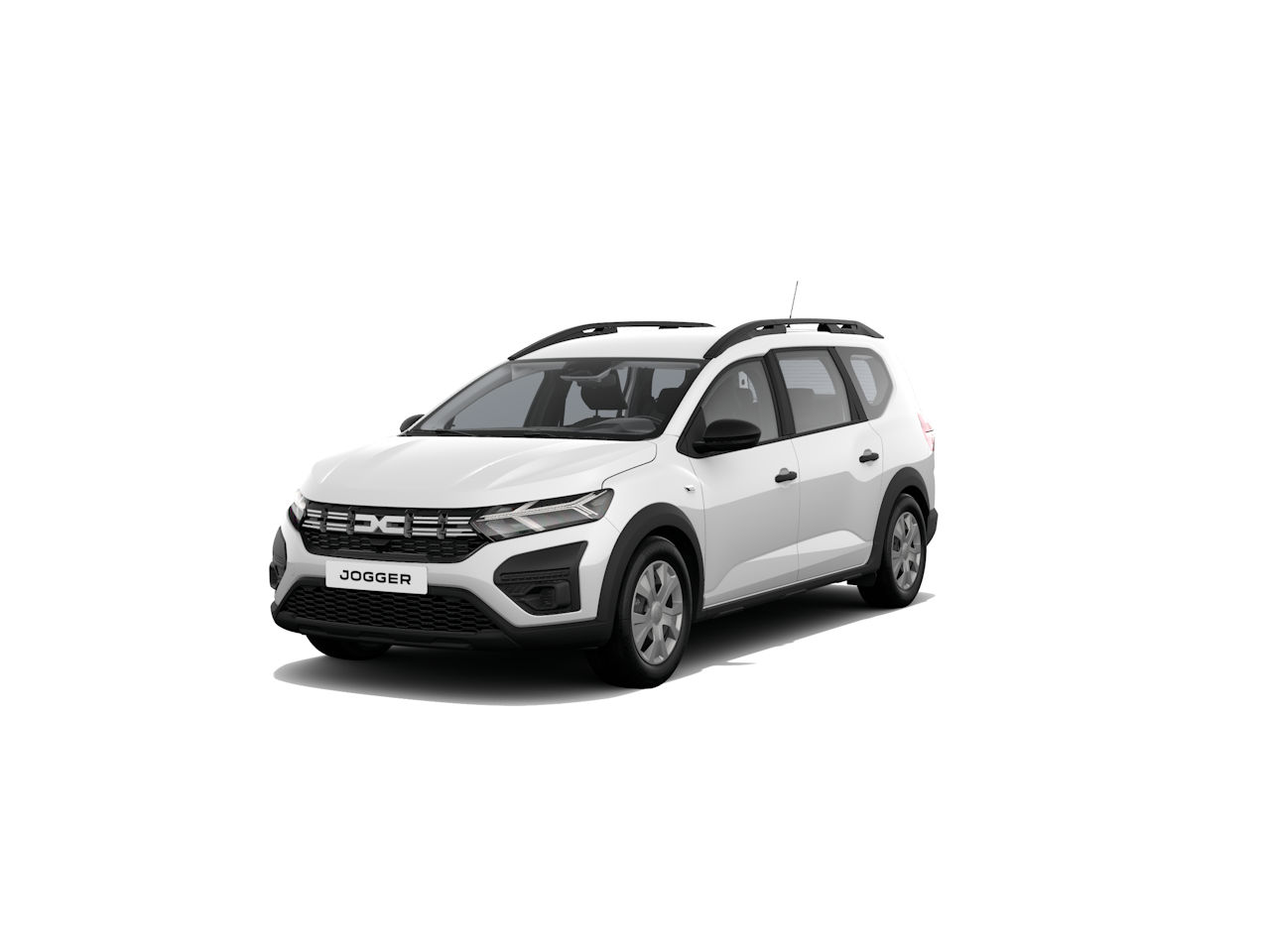 Weißer Dacia Jogger, SUV mit moderner Frontpartie und geräumigem Innenraum, auf neutralem Hintergrund.