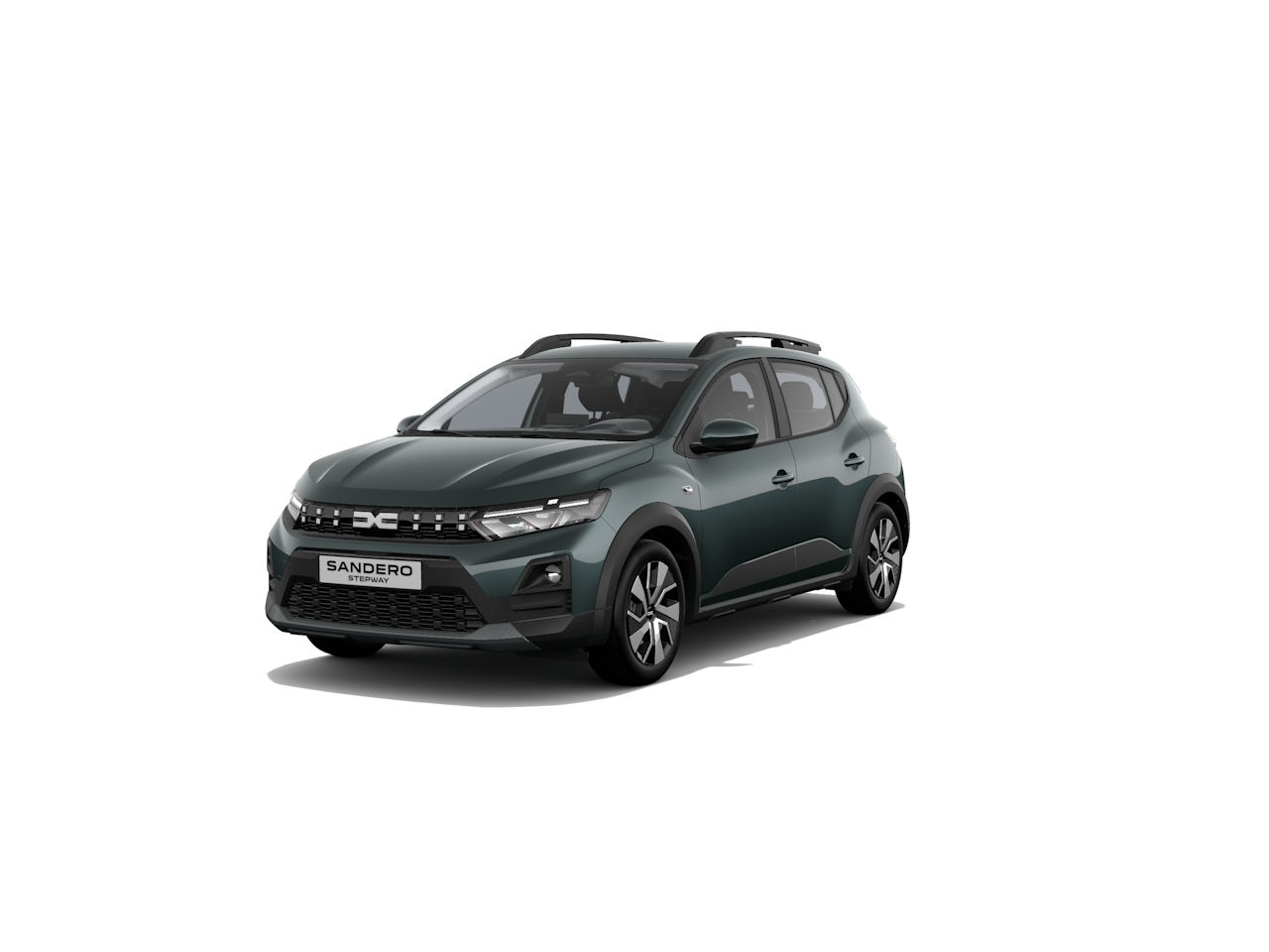 Dacia Sandero in dunkelgrün, moderner Kompaktwagen mit stylischem Design und komfortablem Innenraum.