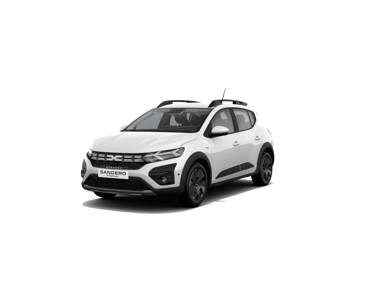 Weißer Dacia Sandero, kompakter Stadtwagen, mit modernem Design und sportlichen Akzenten.