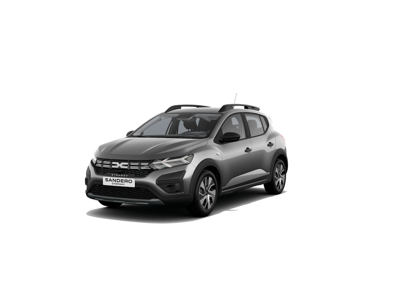 Dacia Sandero in Grau, Frontansicht des kompakten Autos mit modernem Design und attraktiven Merkmalen.