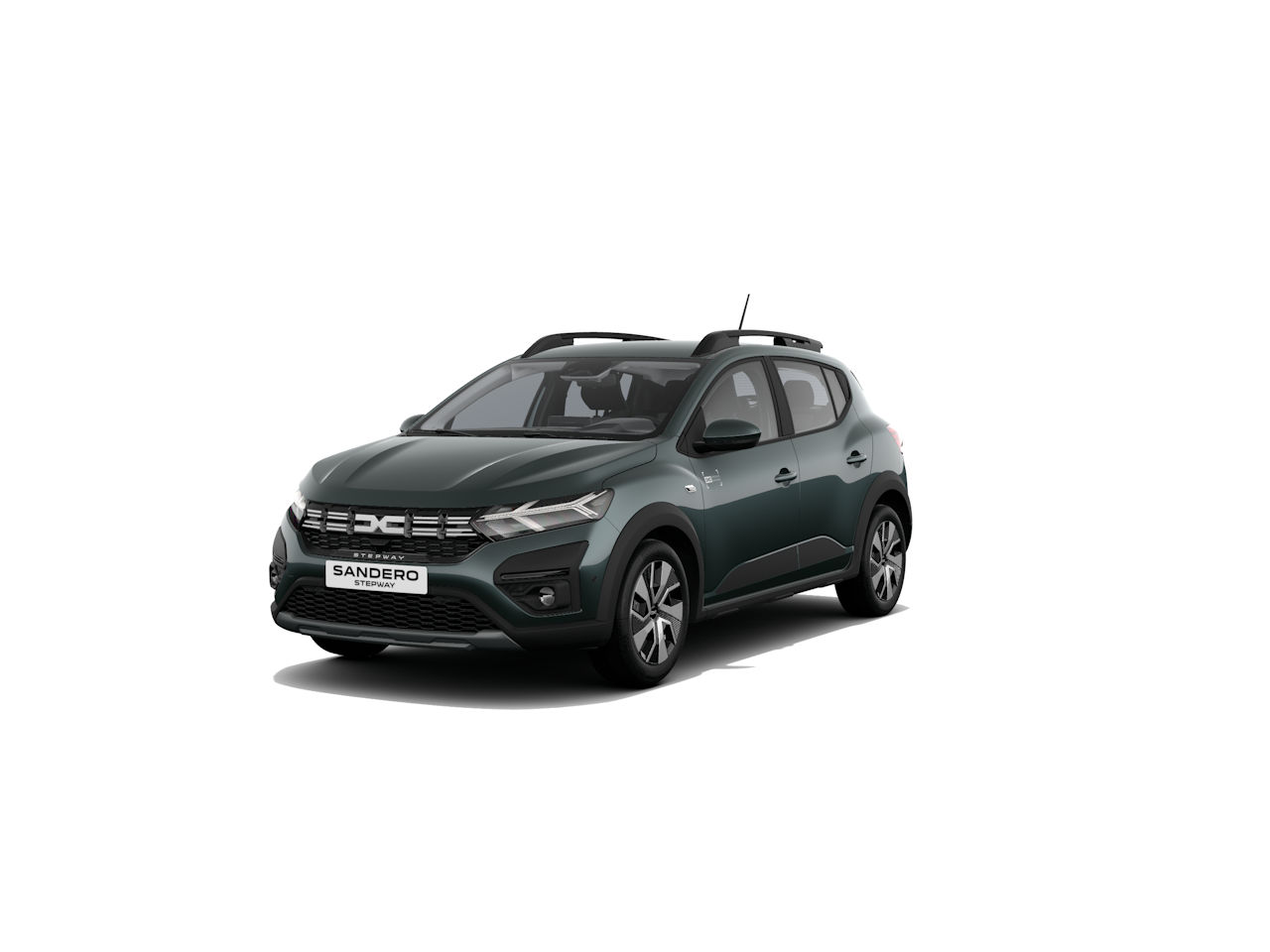 Dacia Sandero in grün, kompakter Stadtwagen mit modernem Design, Frontansicht.
