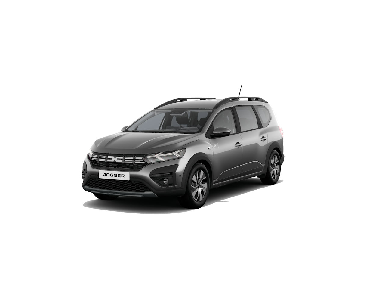 Dacia Jogger in Grau - modernes Familienauto mit geräumigem Innenraum und eleganter Frontansicht.