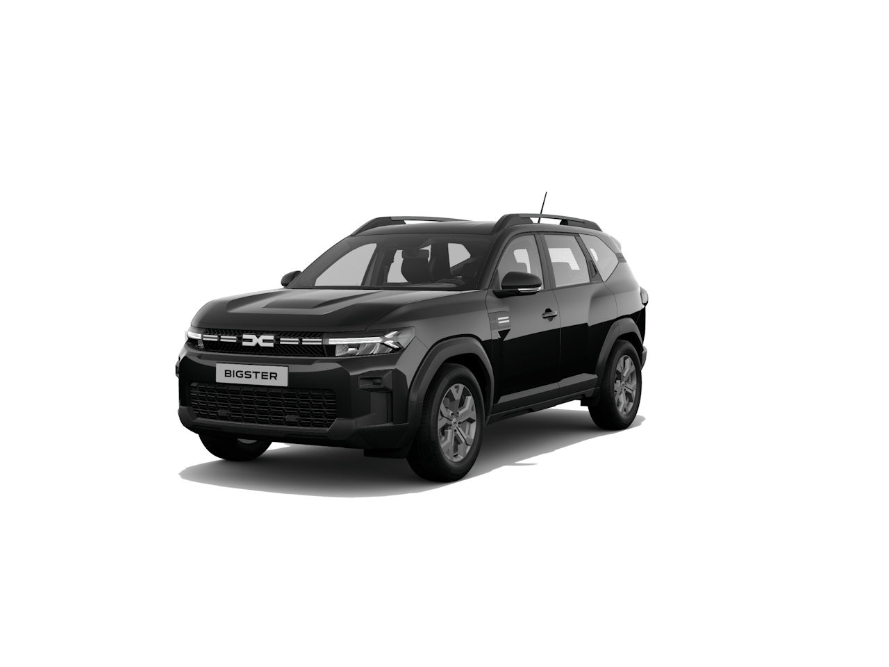 Schwarzer SUV Bigster, frontansicht, modisches Design, modernes Auto, Stadtfahrzeug.