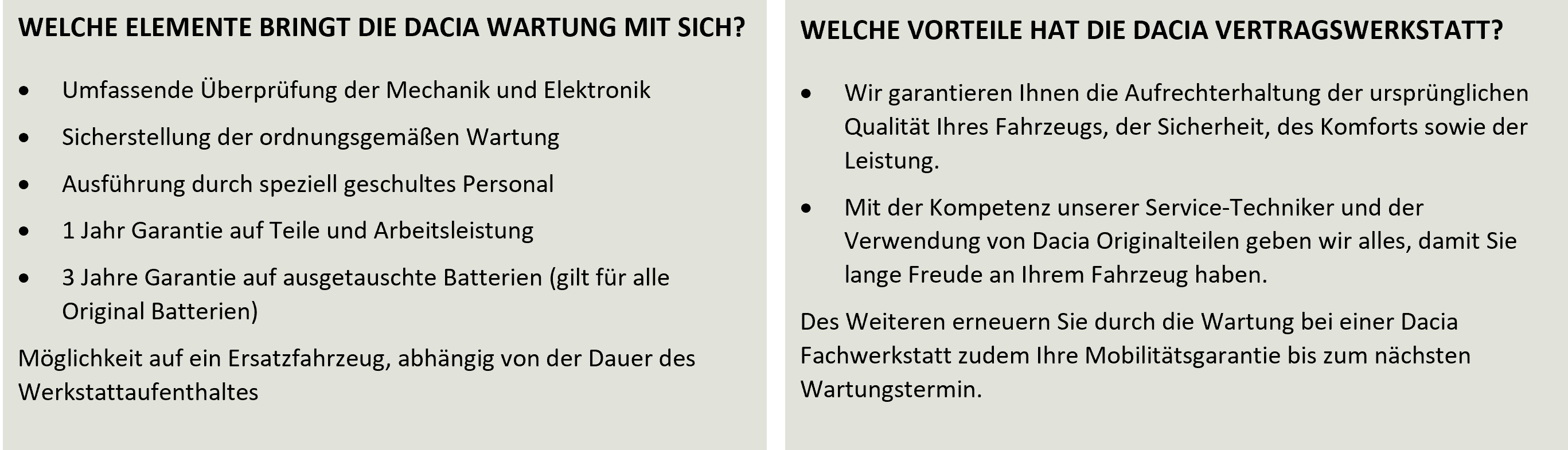 Informationen zur Dacia Wartung: Leistungen, Garantien und Vorteile einer Vertragswerkstatt.